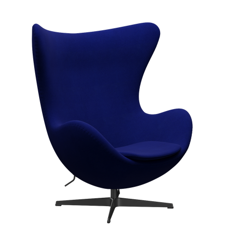 3316 Ægget loungestol, stel i sort af Arne Jacobsen - Hallingdal - 753 Ultra Marine - Jacobsen Plus