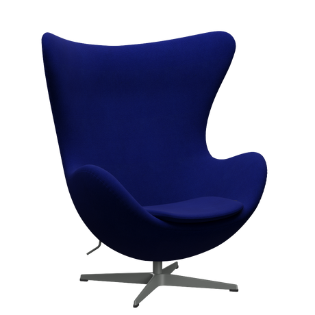 3316 Ægget loungestol, stel i silver grey af Arne Jacobsen - Hallingdal - 753 Ultra Marine - Jacobsen Plus