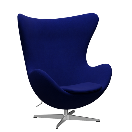 3316 Ægget loungestol, stel i børstet aluminium af Arne Jacobsen - Hallingdal - 753 Ultra Marine - Jacobsen Plus