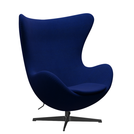 3316 Ægget loungestol, stel i sort af Arne Jacobsen - Hallingdal - 754 Sea Blue - Jacobsen Plus