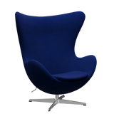 3316 Ægget loungestol, stel i børstet aluminium af Arne Jacobsen - Hallingdal - 754 Sea Blue - Jacobsen Plus