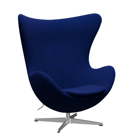 3316 Ægget loungestol, stel i børstet aluminium af Arne Jacobsen - Hallingdal - 754 Sea Blue - Jacobsen Plus