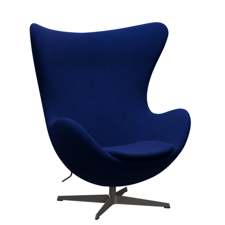 3316 Ægget loungestol, stel i warm graphite af Arne Jacobsen - Hallingdal - 754 Sea Blue - Jacobsen Plus