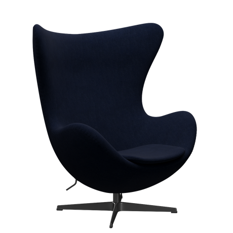 3316 Ægget loungestol, stel i sort af Arne Jacobsen - Hallingdal - 764 Royal Blue - Jacobsen Plus
