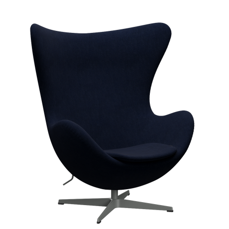 3316 Ægget loungestol, stel i silver grey af Arne Jacobsen - Hallingdal - 764 Royal Blue - Jacobsen Plus