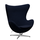 3316 Ægget loungestol, stel i børstet aluminium af Arne Jacobsen - Hallingdal - 764 Royal Blue - Jacobsen Plus