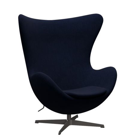 3316 Ægget loungestol, stel i warm graphite af Arne Jacobsen - Hallingdal - 764 Royal Blue - Jacobsen Plus
