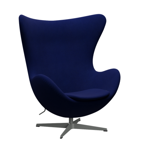 3316 Ægget loungestol, stel i silver grey af Arne Jacobsen - Hallingdal - 773 Dark Blue - Jacobsen Plus