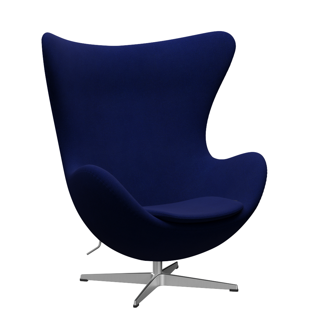 3316 Ægget loungestol, stel i børstet aluminium af Arne Jacobsen - Hallingdal - 773 Dark Blue - Jacobsen Plus