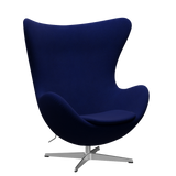 3316 Ægget loungestol, stel i børstet aluminium af Arne Jacobsen - Hallingdal - 773 Dark Blue - Jacobsen Plus