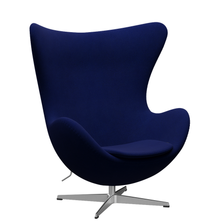 3316 Ægget loungestol, stel i børstet aluminium af Arne Jacobsen - Hallingdal - 773 Dark Blue - Jacobsen Plus