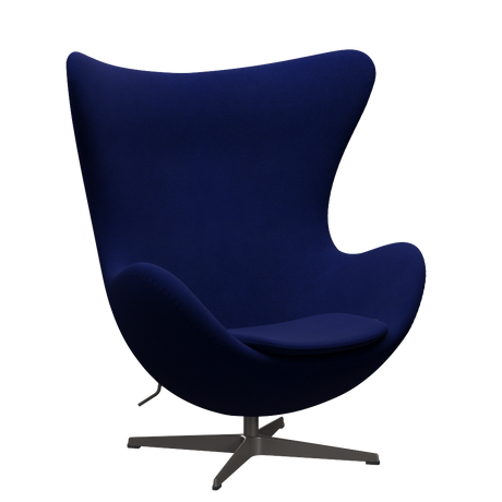 3316 Ægget loungestol, stel i warm graphite af Arne Jacobsen - Hallingdal - 773 Dark Blue - Jacobsen Plus