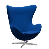 3316 Ægget loungestol, stel i børstet aluminium af Arne Jacobsen - Hallingdal - 810 Blue/Light Turquise - Jacobsen Plus
