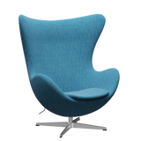 3316 Ægget loungestol, stel i børstet aluminium af Arne Jacobsen - Hallingdal - 840 White/Turquise - Jacobsen Plus