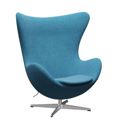 3316 Ægget loungestol, stel i børstet aluminium af Arne Jacobsen - Hallingdal - 840 White/Turquise - Jacobsen Plus