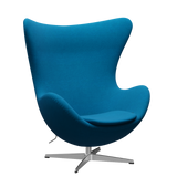 3316 Ægget loungestol, stel i børstet aluminium af Arne Jacobsen - Hallingdal - 850 Turqoise - Jacobsen Plus
