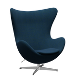 3316 Ægget loungestol, stel i børstet aluminium af Arne Jacobsen - Hallingdal - 890 Blue/Green - Jacobsen Plus