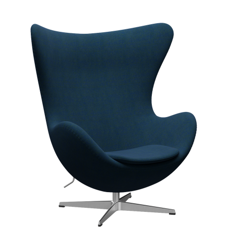 3316 Ægget loungestol, stel i børstet aluminium af Arne Jacobsen - Hallingdal - 890 Blue/Green - Jacobsen Plus