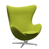 3316 Ægget loungestol, stel i børstet aluminium af Arne Jacobsen - Hallingdal - 907 Lime - Jacobsen Plus