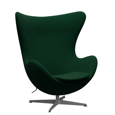 3316 Ægget loungestol, stel i silver grey af Arne Jacobsen - Hallingdal - 944 Glass Green - Jacobsen Plus