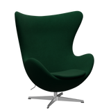 3316 Ægget loungestol, stel i børstet aluminium af Arne Jacobsen - Hallingdal - 944 Glass Green - Jacobsen Plus