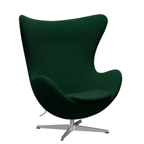 3316 Ægget loungestol, stel i børstet aluminium af Arne Jacobsen - Hallingdal - 944 Glass Green - Jacobsen Plus