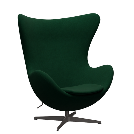 3316 Ægget loungestol, stel i warm graphite af Arne Jacobsen - Hallingdal - 944 Glass Green - Jacobsen Plus