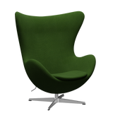3316 Ægget loungestol, stel i børstet aluminium af Arne Jacobsen - Hallingdal - 960 Grass Green - Jacobsen Plus