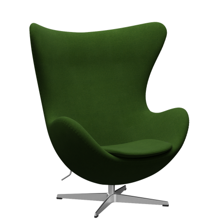 3316 Ægget loungestol, stel i børstet aluminium af Arne Jacobsen - Hallingdal - 960 Grass Green - Jacobsen Plus