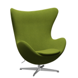 3316 Ægget loungestol, stel i børstet aluminium af Arne Jacobsen - Hallingdal - 980 Green - Jacobsen Plus