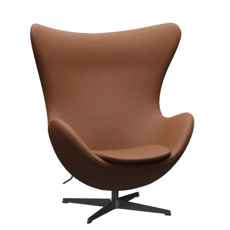 3316 Ægget loungestol, stel i sort af Arne Jacobsen - Haze læder - Walnut - Jacobsen Plus