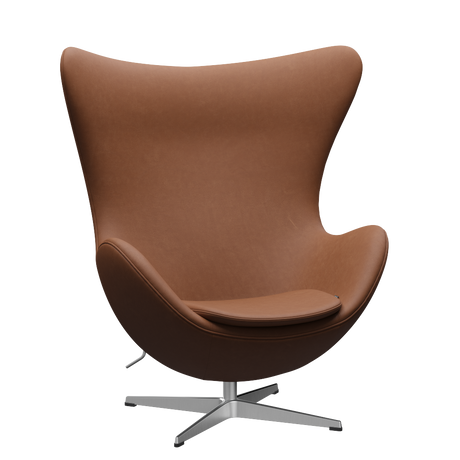 3316 Ægget loungestol, stel i børstet aluminium af Arne Jacobsen - Haze læder - Walnut - Jacobsen Plus