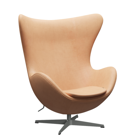 3316 Ægget loungestol, stel i silver grey af Arne Jacobsen - Natural læder - Jacobsen Plus