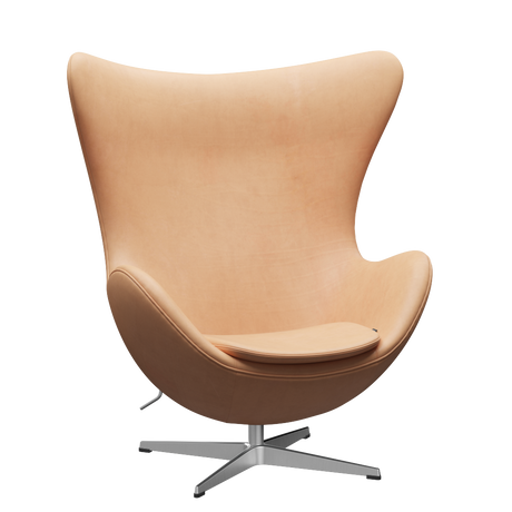 3316 Ægget loungestol, stel i børstet aluminium af Arne Jacobsen - Natural læder - Jacobsen Plus