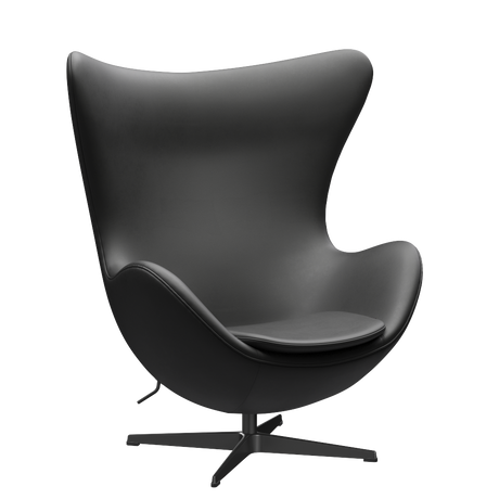 3316 Ægget loungestol, stel i sort af Arne Jacobsen - Essential læder - Black - Jacobsen Plus