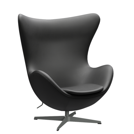 3316 Ægget loungestol, stel i silver grey af Arne Jacobsen - Essential læder - Black - Jacobsen Plus