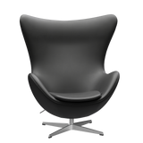 3316 Ægget loungestol, stel i børstet aluminium af Arne Jacobsen - Essential læder - Black - Jacobsen Plus