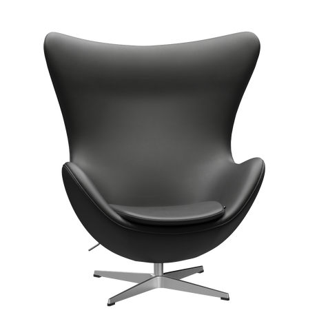 3316 Ægget loungestol, stel i børstet aluminium af Arne Jacobsen - Essential læder - Black - Jacobsen Plus