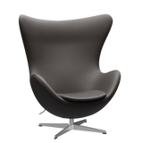3316 Ægget loungestol, stel i børstet aluminium af Arne Jacobsen - Essential læder - Dark Brown - Jacobsen Plus