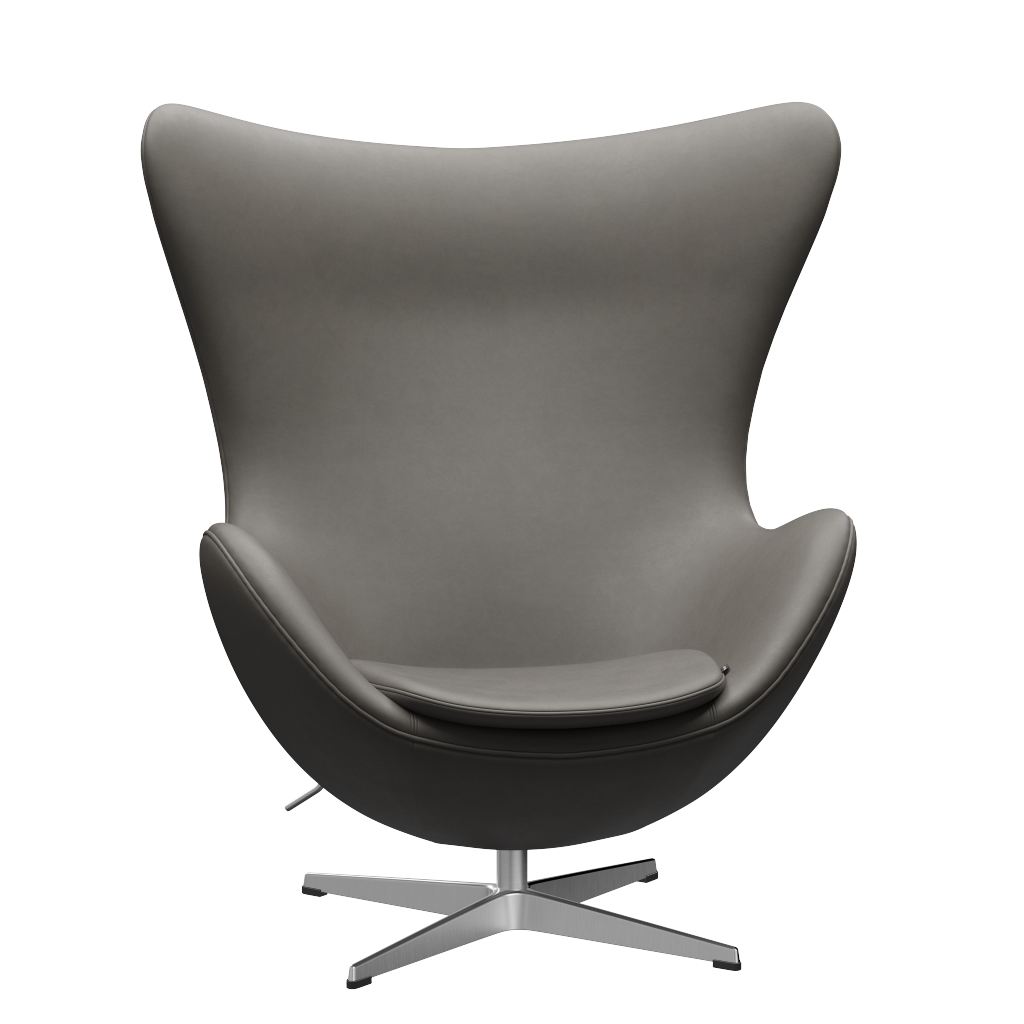 3316 Ægget loungestol, stel i børstet aluminium af Arne Jacobsen - Essential læder - Lava - Jacobsen Plus