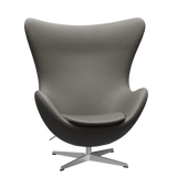 3316 Ægget loungestol, stel i børstet aluminium af Arne Jacobsen - Essential læder - Lava - Jacobsen Plus