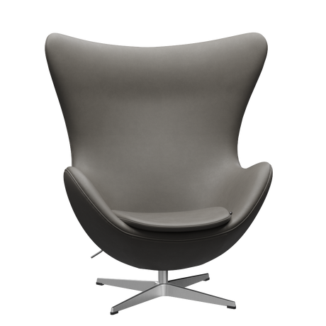 3316 Ægget loungestol, stel i børstet aluminium af Arne Jacobsen - Essential læder - Lava - Jacobsen Plus