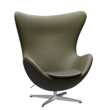 3316 Ægget loungestol, stel i børstet aluminium af Arne Jacobsen - Essential læder - Moss Green - Jacobsen Plus