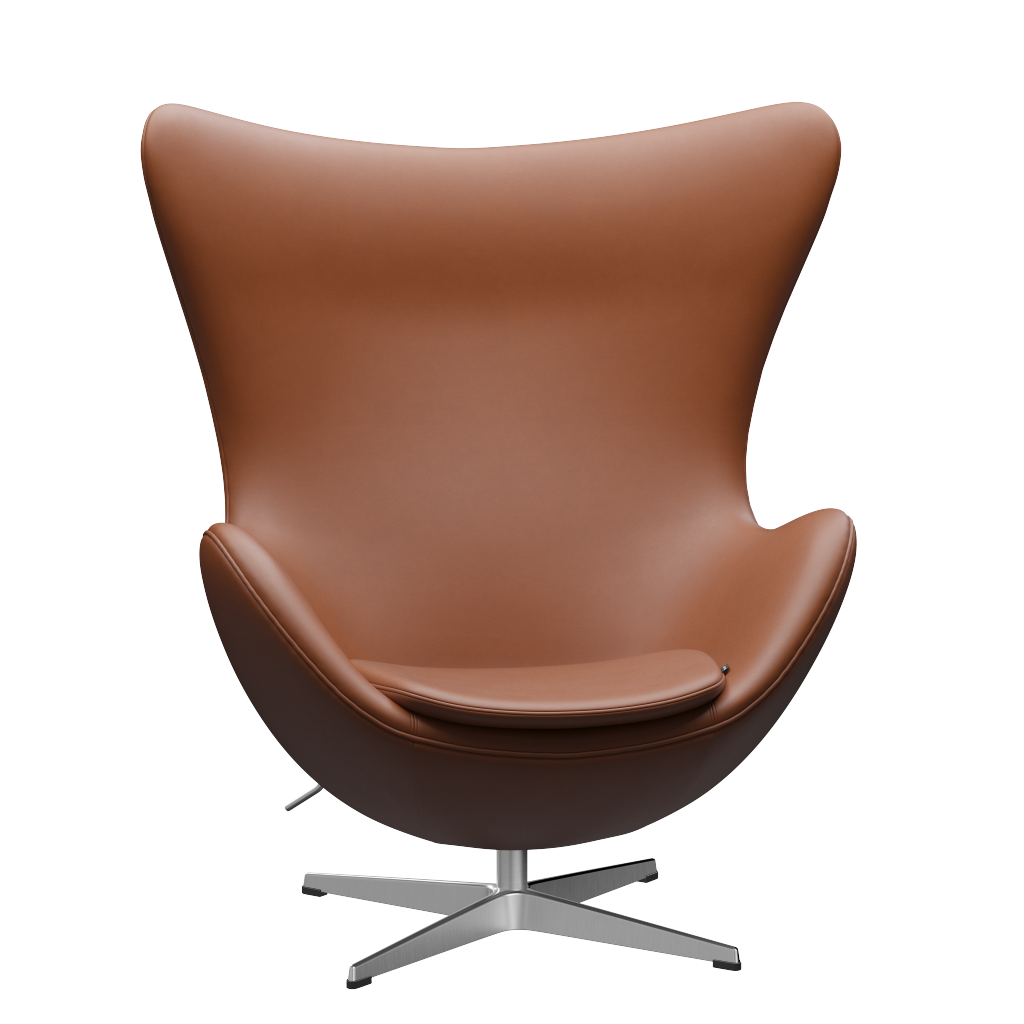 3316 Ægget loungestol, stel i børstet aluminium af Arne Jacobsen - Essential læder - Walnut - Jacobsen Plus