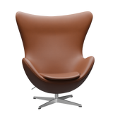 3316 Ægget loungestol, stel i børstet aluminium af Arne Jacobsen - Essential læder - Walnut - Jacobsen Plus