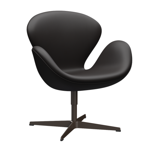 3320 Svanen loungestol, stel i brown bronze af Arne Jacobsen - Aura læder - Black Brown - Jacobsen Plus