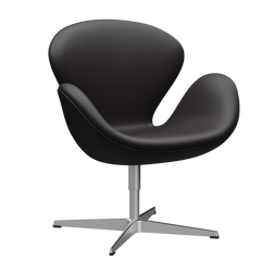 3320 Svanen loungestol, stel i børstet aluminium af Arne Jacobsen