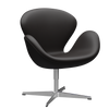 3320 Svanen loungestol, stel i børstet aluminium af Arne Jacobsen
