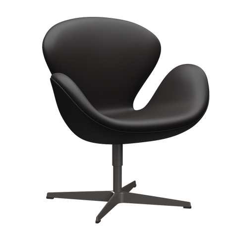 3320 Svanen loungestol, stel i warm graphite af Arne Jacobsen - Aura læder - Black Brown - Jacobsen Plus