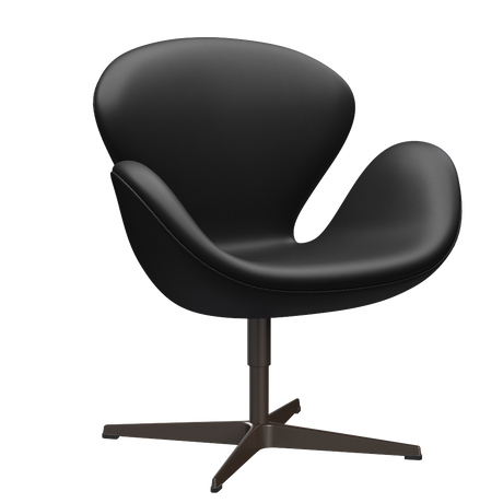 3320 Svanen loungestol, stel i brown bronze af Arne Jacobsen - Aura læder - Black Brown - Jacobsen Plus